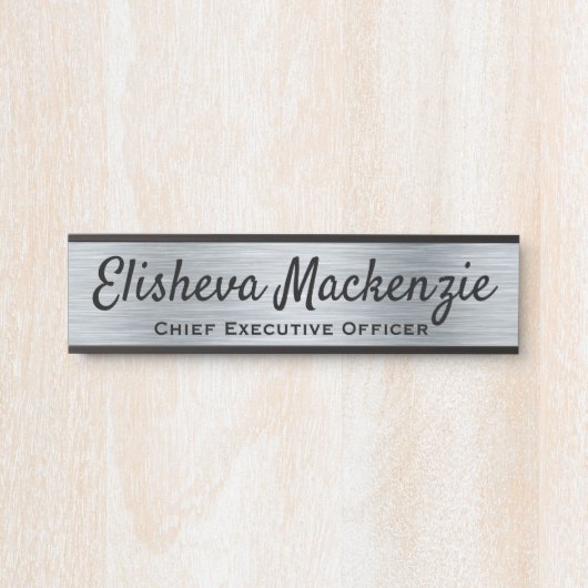 Faux Porte Office Argent Signes Nom Plaque (Devant)