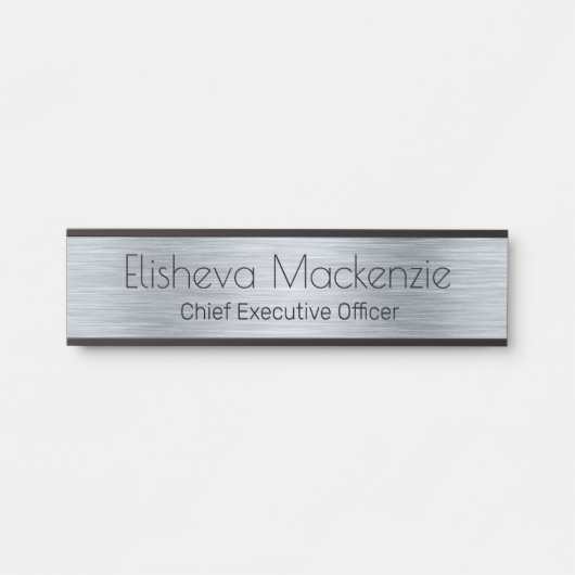 Faux Porte Office Argent Signes Nom Plaque (Devant)
