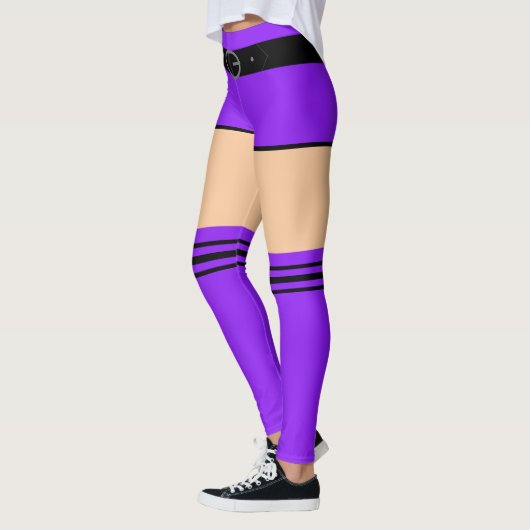 Faux Purple Shorts et Stripe Socks Drôle Leggings (Gauche)