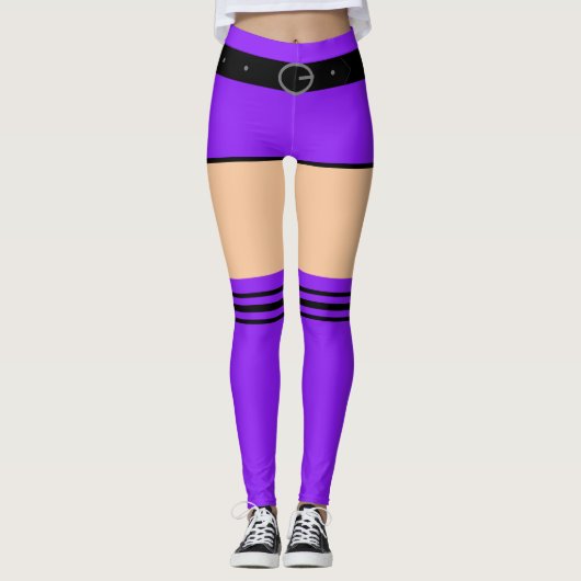 Faux Purple Shorts et Stripe Socks Drôle Leggings (Devant)