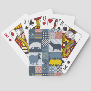 Faux-quilted Hippos Pokerkaarten