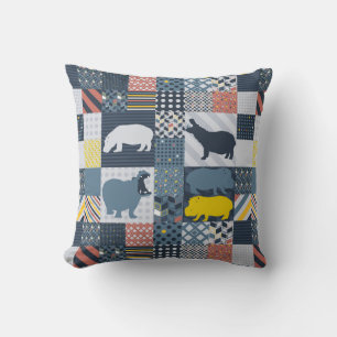 faux-quilted nijlpaarden kussen