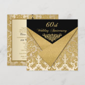 FAUX Rabats Damassé Invitation 60e Anniversaire (Devant / Derrière)