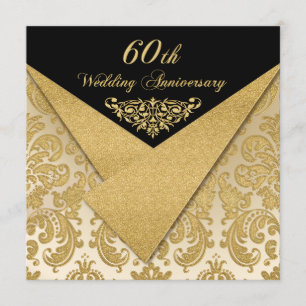 FAUX Rabats Damassé Invitation 60e Anniversaire