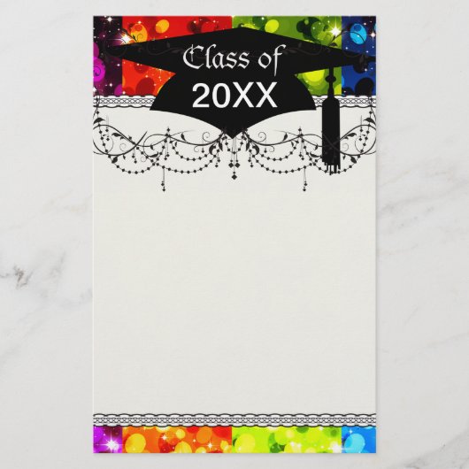 faux rainbow glitter afstuderen briefpapier (Voorkant)