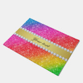 Faux Rainbow Glitter Diamonds - Gepersonaliseerd Deurmat (Schuin)
