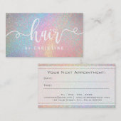 Faux Rainbow glitter wit script haar Afsprakenkaartje (Voorkant / Achterkant)