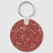 Faux Red Glitter Textuur en aangepast monogram Sleutelhanger (Achterkant)