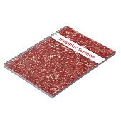 Faux Red Glitter-textuur met aangepaste naam Notitieboek (Linkerzijde)