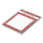 Faux Red Glitter-textuur met aangepaste tekst Notitieblok (Gedraaid)
