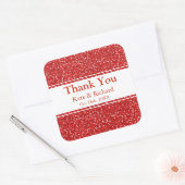Faux Red Glitter Weddenschap Bedankt Vierkante Sticker (Envelop)