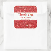 Faux Red Glitter Weddenschap Bedankt Vierkante Sticker (Tas)