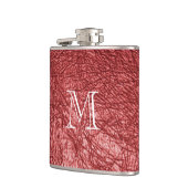 Faux Red Leather Monogram Roestvrij staal Kolf Heupfles (Links)