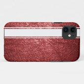 Faux Red Leather & White Stripe iPhone 5s-draagtas Case-Mate iPhone Case (Achterkant (horizontaal))
