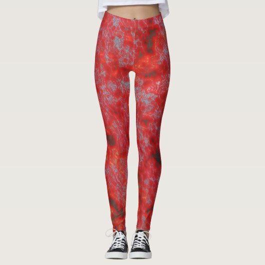 Faux Red Marble Leggings (Voorkant)