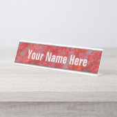 Faux Red Marble Name Bord Bureau Naambordje (Voorkant)