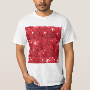 Faux Red Sequin Afbeelding Achtergrond T-shirt