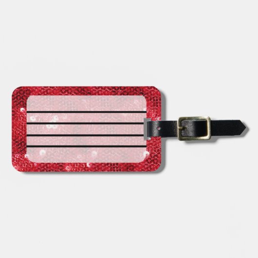 Faux Red Sequin Pattern Afbeelding Bagagelabel (Voorkant horizontaal)