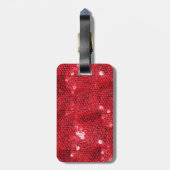 Faux Red Sequin Pattern Afbeelding Bagagelabel (Achterkant verticaal)