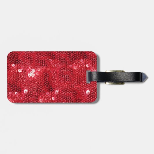 Faux Red Sequin Pattern Afbeelding Bagagelabel (Achterkant horizontaal)