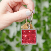 Faux Red Sequin Pattern Afbeelding Sleutelhanger (Hand)