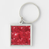 Faux Red Sequin Pattern Afbeelding Sleutelhanger (Voorkant)