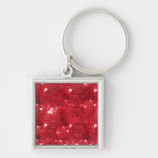 Faux Red Sequin Pattern Afbeelding Sleutelhanger (Voorkant)