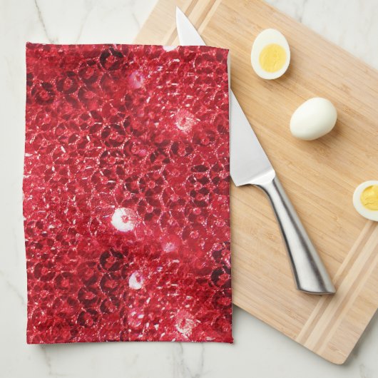 Faux Red Sequin Pattern Afbeelding Theedoek (Quarter Fold)