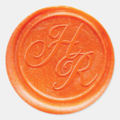 Faux Red Wax Wedding Monogram Envelope Seal Ronde Sticker (Voorkant)