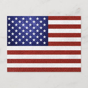 Faux Red White Blue Leather USA Briefkaart