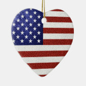Faux Red White Blue Leather USA Keramisch Ornament (Rechts)