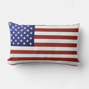 Faux Red White Blue Leather USA Kussen