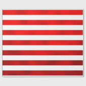 Faux Red White Horizontal Stripes "Snoep Stripe" Cadeaupapier (Vlak)