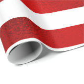 Faux Red White Horizontal Stripes "Snoep Stripe" Cadeaupapier (Rol Hoek)