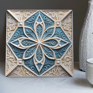 Faux Relief Floral Carreau Marocain Accent de Déco