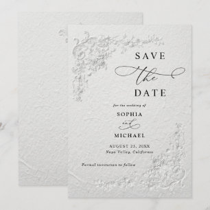 Faux relief floral mariage carte de sauvegarde de