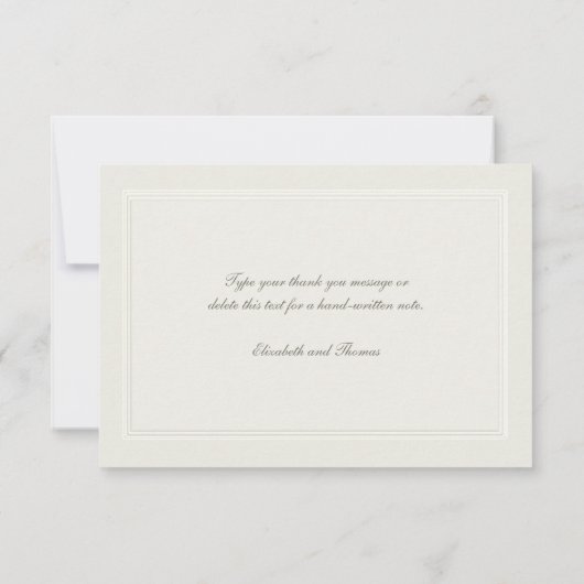 Faux reliëf formele traditionele bruiloft dank u bedankkaart (Achterkant)