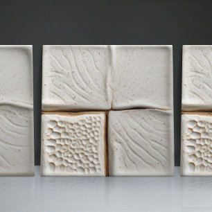 Faux Relief Glazed White Minimalist Home Decor Tegeltje
