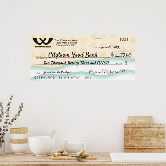 Faux reuzenliefdadigheidscontrole kerstsneeuwvlokk poster (Keuken)