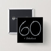 Faux Rhinestone 60th Birthday Vierkante Button 5,1 Cm (Voorkant /achterkant)