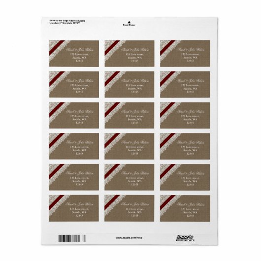 FAUX rode kant en overlapping, het etiket van het  (Full Sheet)