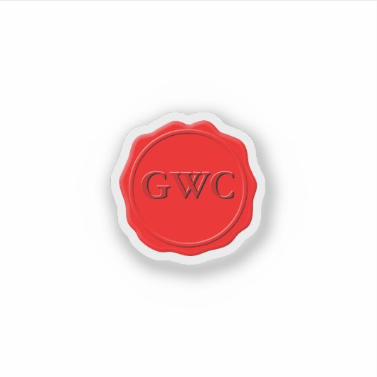 Faux Rode Wax Seal Monogram Aangepast Sticker (Voorkant)