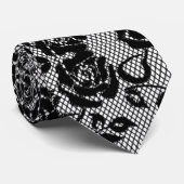 Faux Romantic Black Rose dentelle Cravate de pêche (Roulé)
