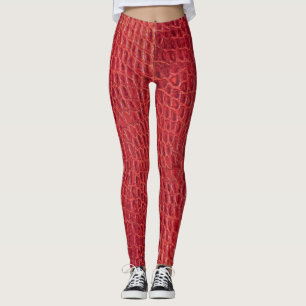 Faux rood alligatorleder leggings