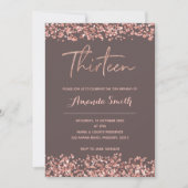 Faux Roos gold 13th Birthday Invitation Kaart (Voorkant)
