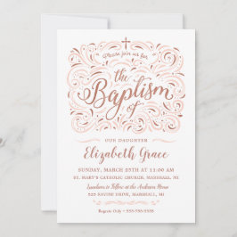 Faux Roos Gold Baptisme Invitation Kaart