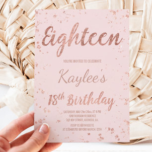 Faux roos gold confetti blush 18th Birthday Kaart