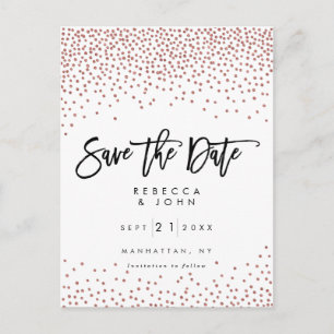 faux roos gold confetti bruiloft met valskaart aankondigingskaart
