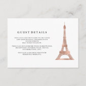 Faux Roos Gold Eiffel Tower Weddenschap Details Informatiekaartje (Voorkant)