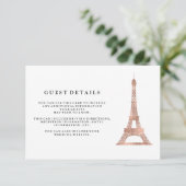 Faux Roos Gold Eiffel Tower Weddenschap Details Informatiekaartje (Staand voorkant)
